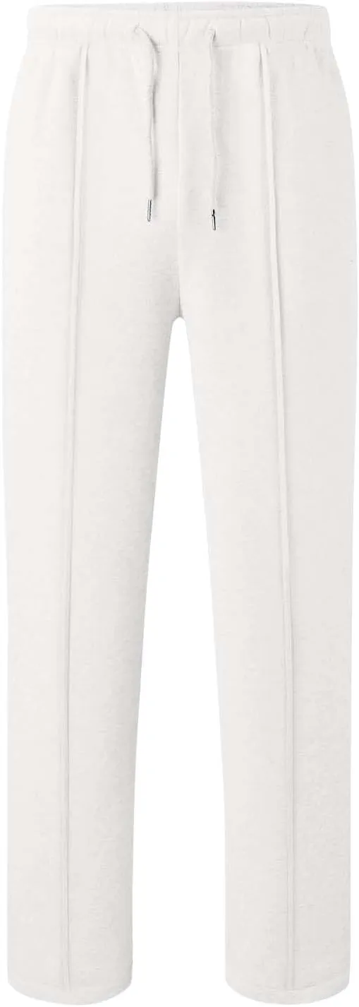 Womens Wide Leg Sweatpants Baggy High Waisted Fleece Joggers with Pockets Comfy Lightweight Drawstring Lounge Pants