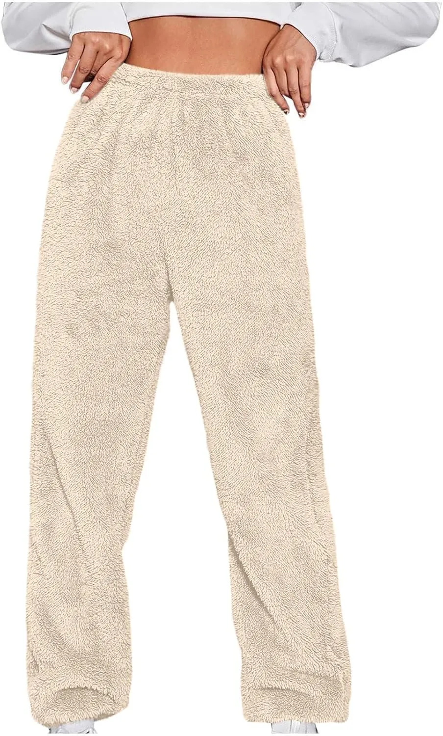 Womens Winter Fuzzy Lounge Pants Warm Soft Fleece Pajama Bottoms Pull On Trouser Sleepwear Cozy Sweatpant Oversize