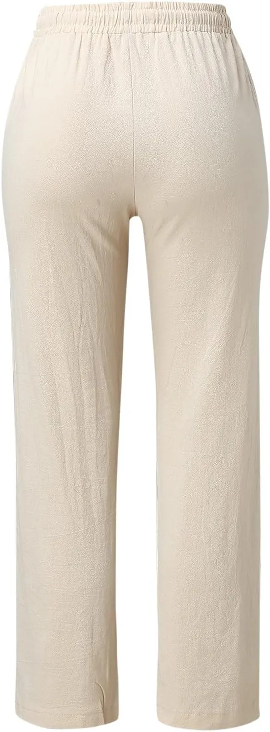 Women's Winter Warm Fleece Joggers Pants Winter high-Waist Work Leggings with Pockets Wide Leg Fleece Lined