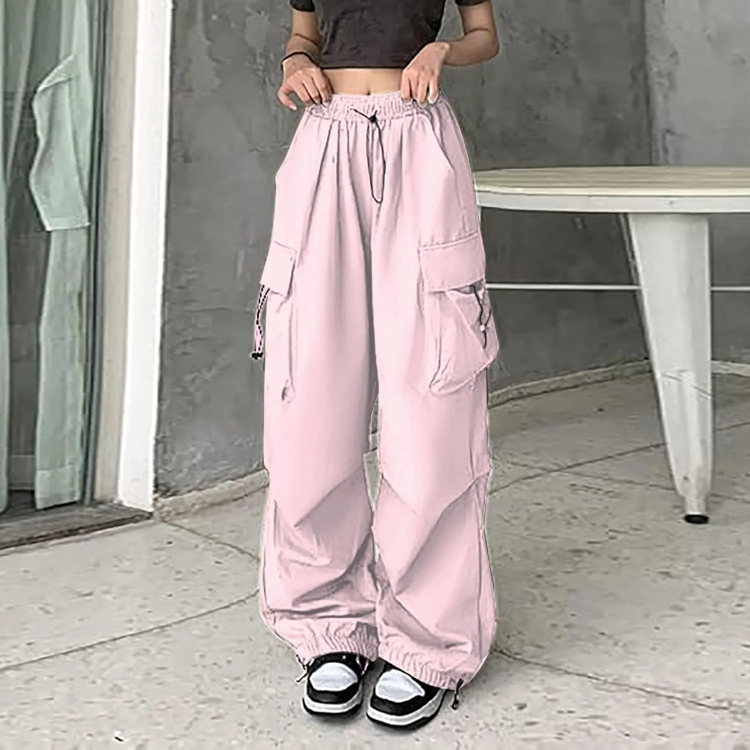 Women's Winter Warm Fleece Joggers Pants Winter high-Waist Work Leggings with Pockets Wide Leg Fleece Lined