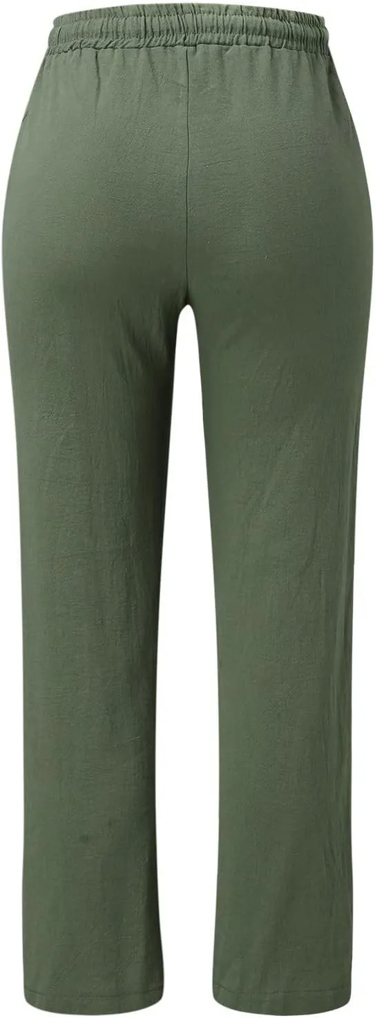 Women's Winter Warm Fleece Joggers Pants Winter high-Waist Work Leggings with Pockets Wide Leg Fleece Lined