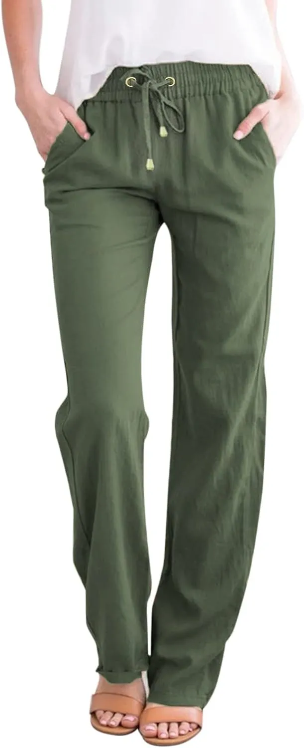Women's Winter Warm Fleece Joggers Pants Winter high-Waist Work Leggings with Pockets Wide Leg Fleece Lined