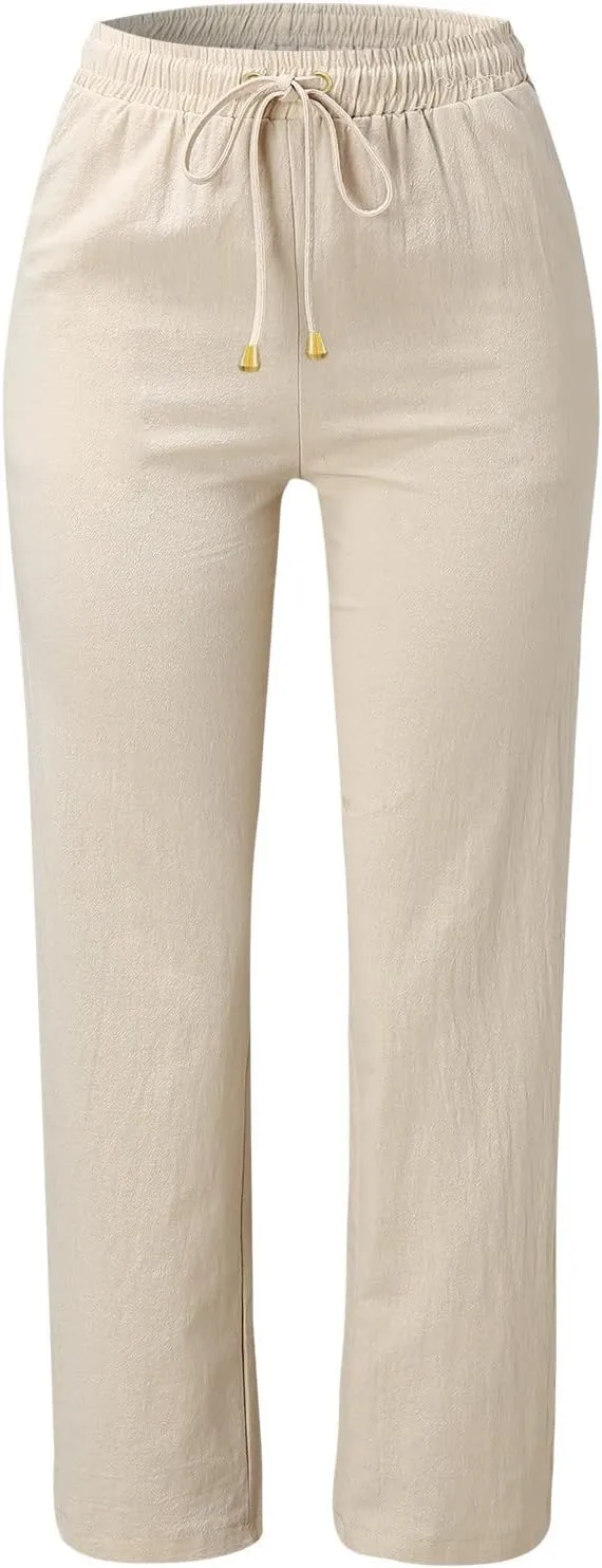 Women's Winter Warm Fleece Joggers Pants Winter high-Waist Work Leggings with Pockets Wide Leg Fleece Lined