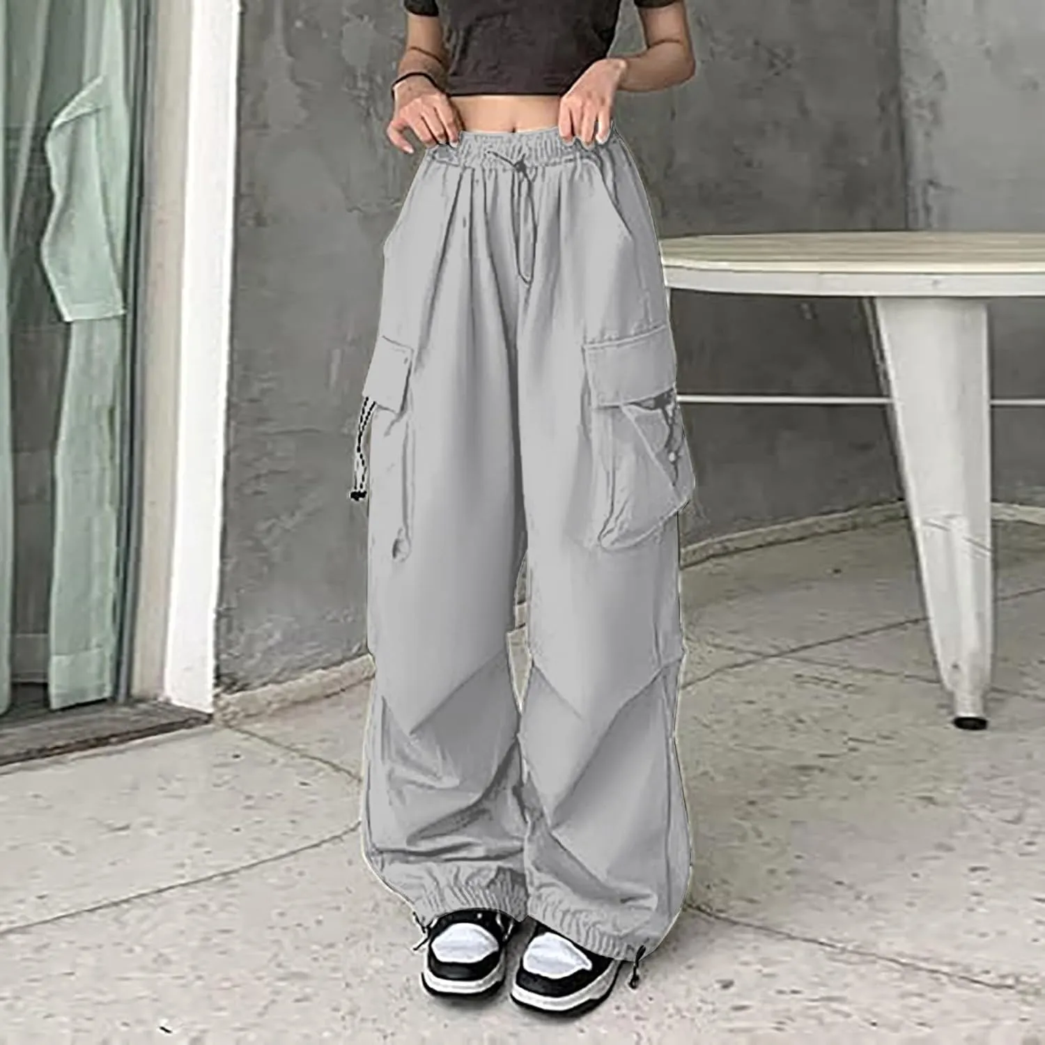Women's Winter Warm Fleece Joggers Pants Winter high-Waist Work Leggings with Pockets Wide Leg Fleece Lined