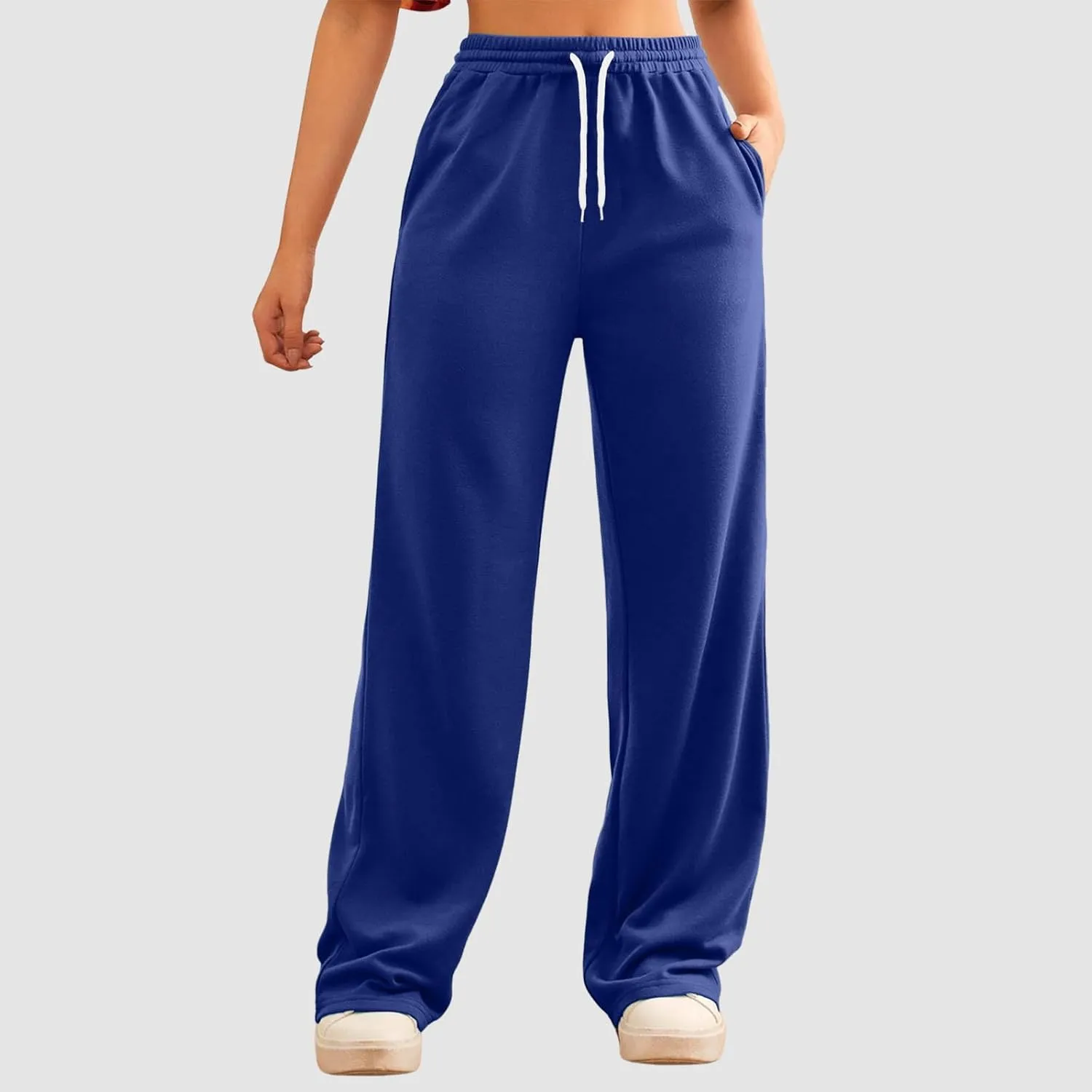 Women's Winter Warm Fleece Joggers Pants Winter high-Waist Work Leggings with Pockets Wide Leg Fleece Lined