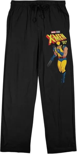 X-Men 97 Wolverine Mirrored Logo Men's Black Sleep Pajama Pants