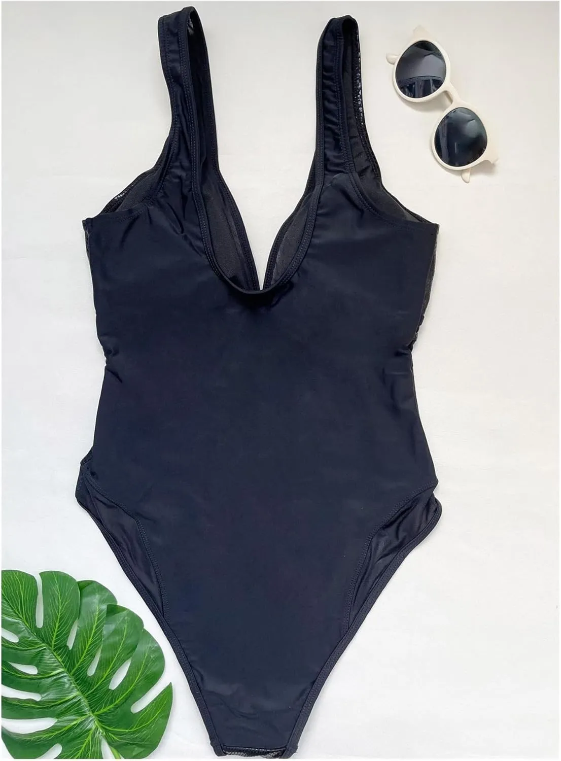YJKJHAIG Women's Swimwear Womens One Piece Swimsuit Tummy Control High Cut Backless V Neck Bathing Suits Swimwear