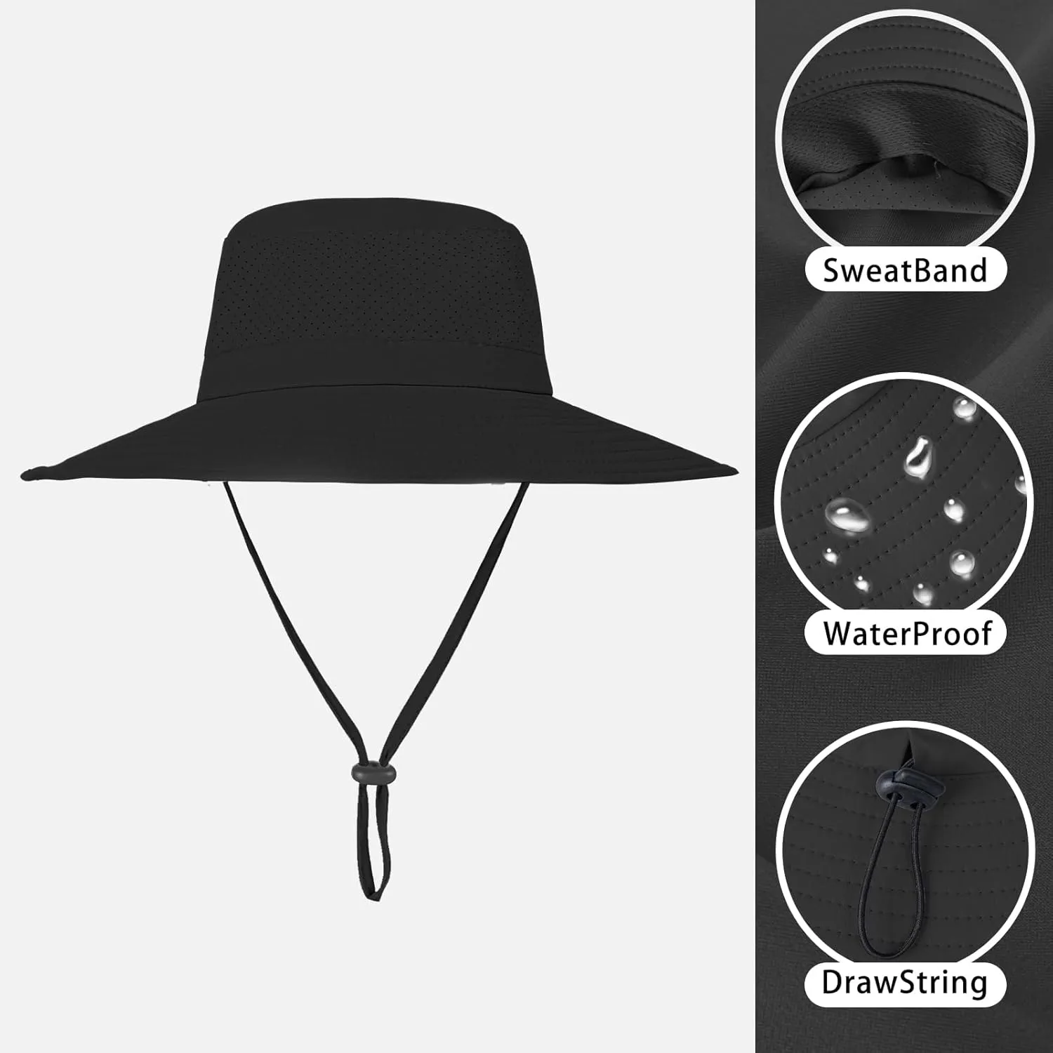 ZOORON Boonie Hat UPF 50  Cooling Sun Hat for Men and Women,Wide Brim Bucket Hats with UV Protection for Safari Hiking Beach