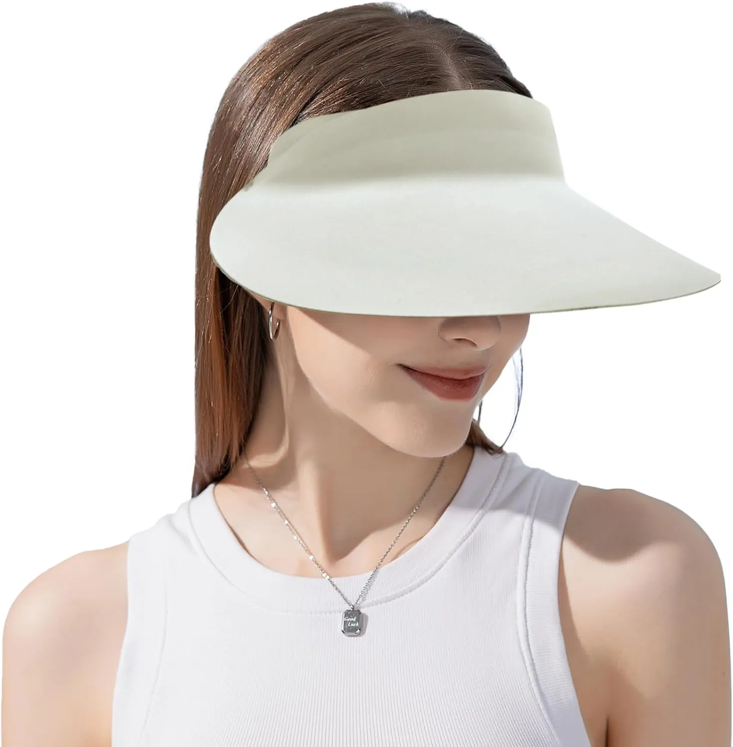 ZOORON Sun Visor Hats for Women Men Wide Brim Sun Hats Women Men Adjustable Ponytail Sun Hats Foldable UPF 50 