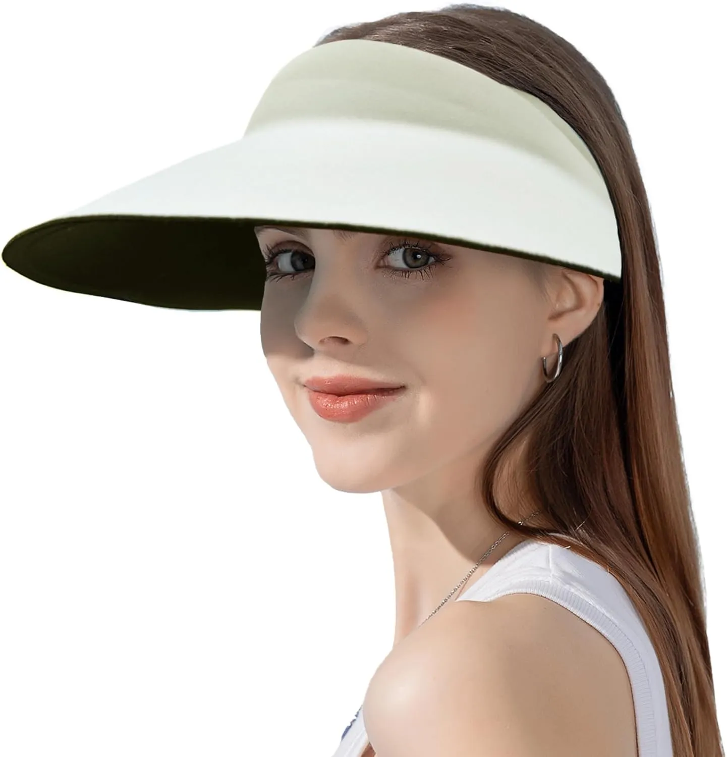 ZOORON Sun Visor Hats for Women Men Wide Brim Sun Hats Women Men Adjustable Ponytail Sun Hats Foldable UPF 50 