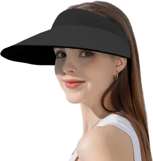 ZOORON Sun Visor Hats for Women Men Wide Brim Sun Hats Women Men Adjustable Ponytail Sun Hats Foldable UPF 50 
