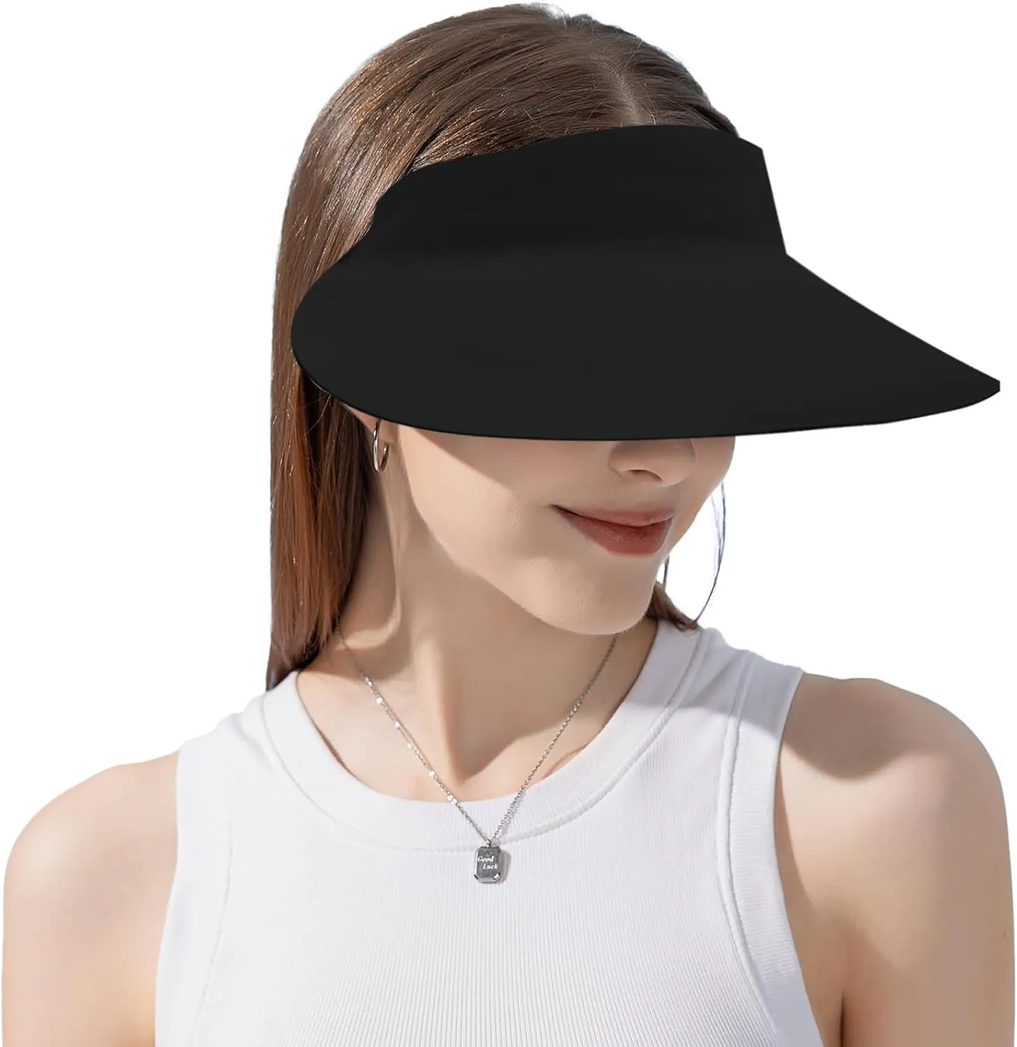 ZOORON Sun Visor Hats for Women Men Wide Brim Sun Hats Women Men Adjustable Ponytail Sun Hats Foldable UPF 50 
