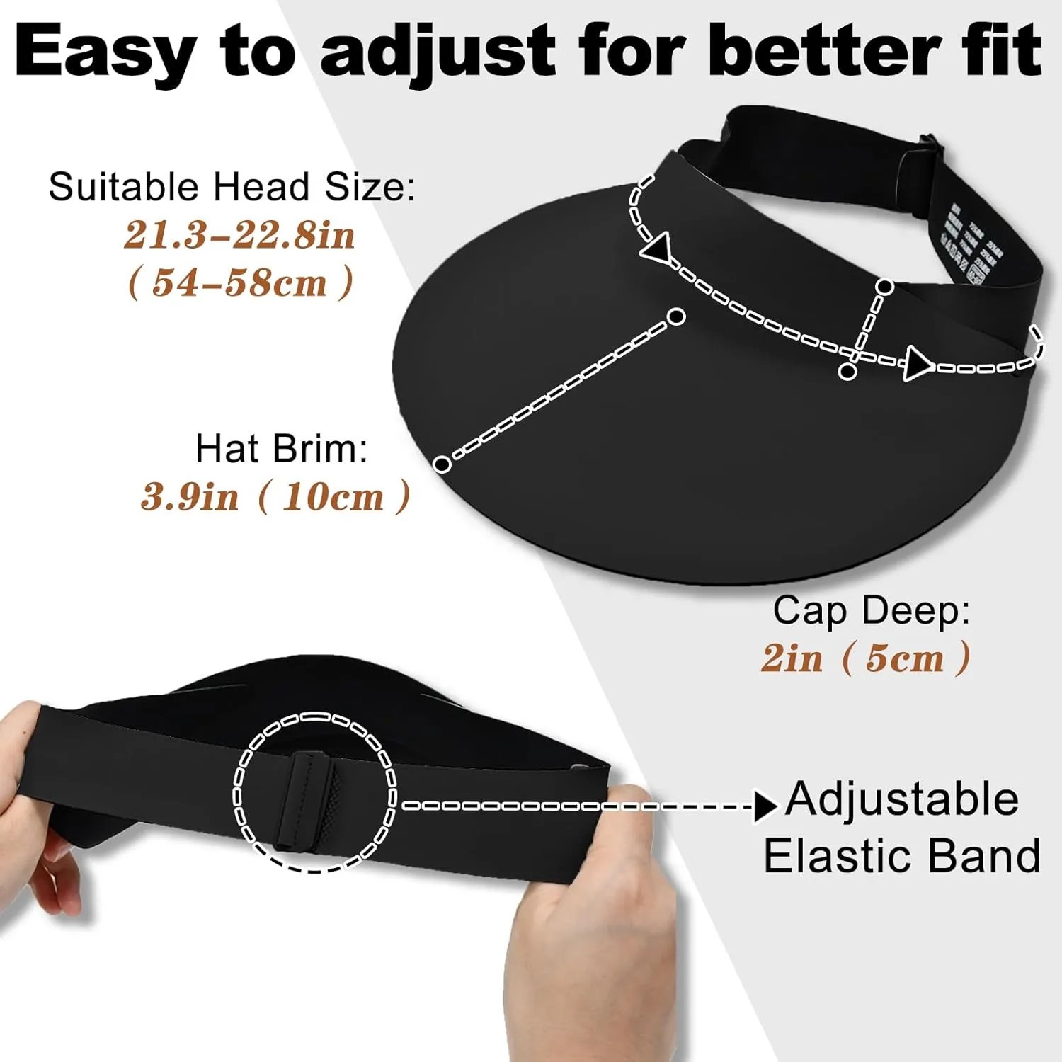 ZOORON Sun Visor Hats for Women Men Wide Brim Sun Hats Women Men Adjustable Ponytail Sun Hats Foldable UPF 50 