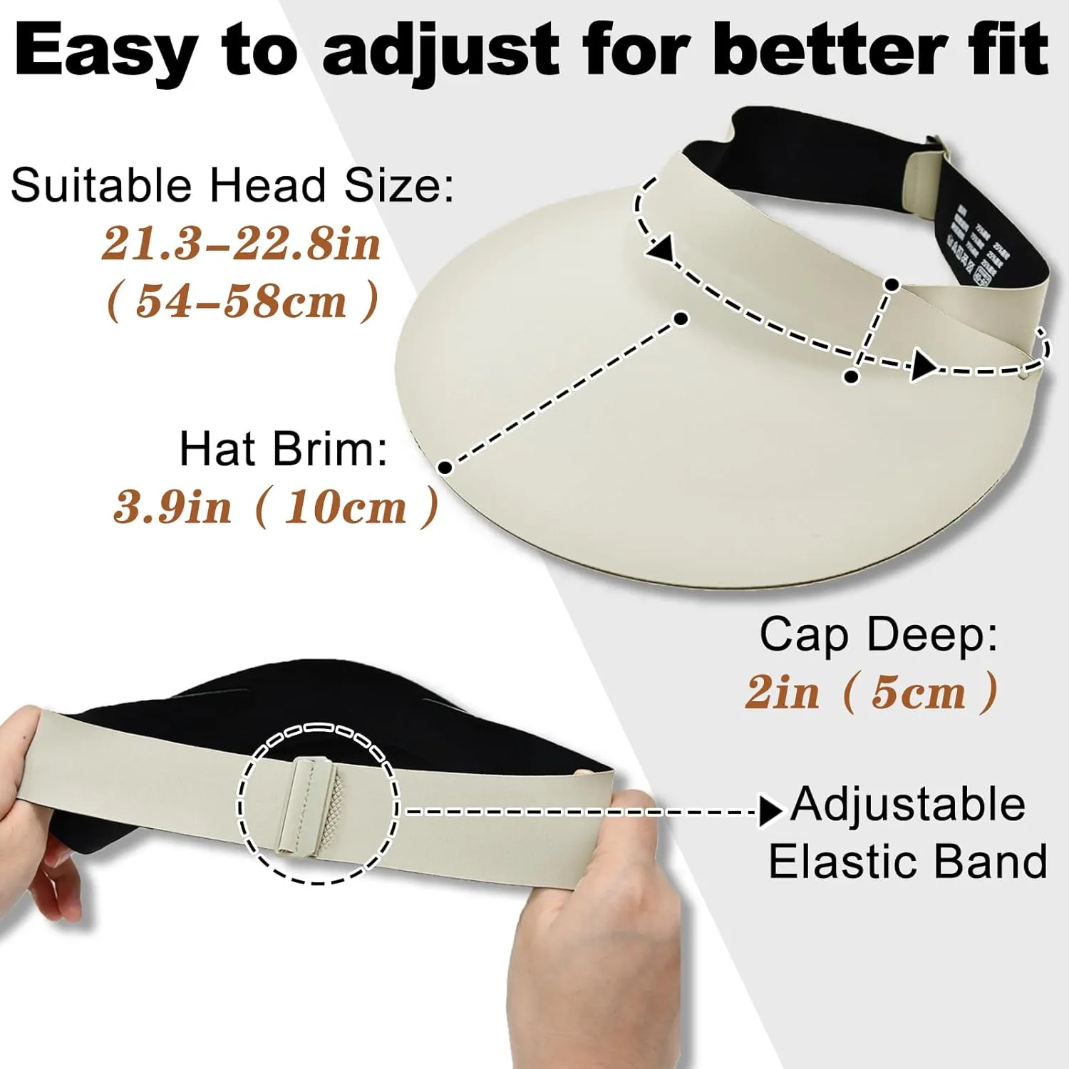 ZOORON Sun Visor Hats for Women Men Wide Brim Sun Hats Women Men Adjustable Ponytail Sun Hats Foldable UPF 50 