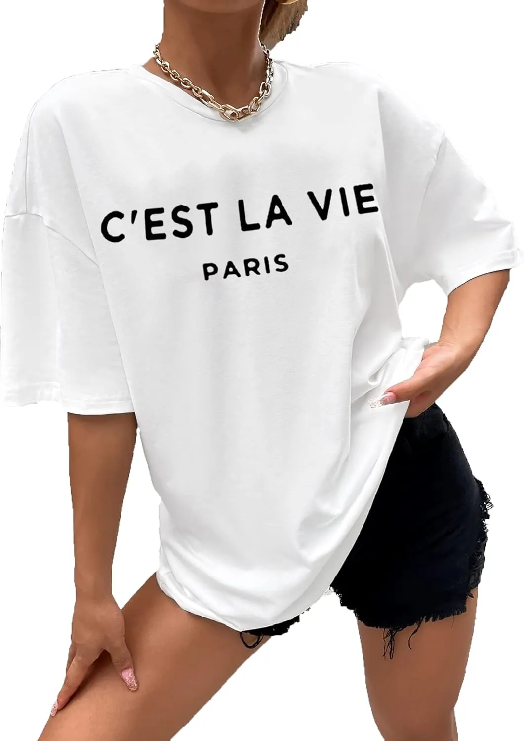 Zoyami Womens Oversized T Shirt Graphic Tee Casual Summer Loose Short Sleeve Top